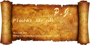 Plachki Júnó névjegykártya